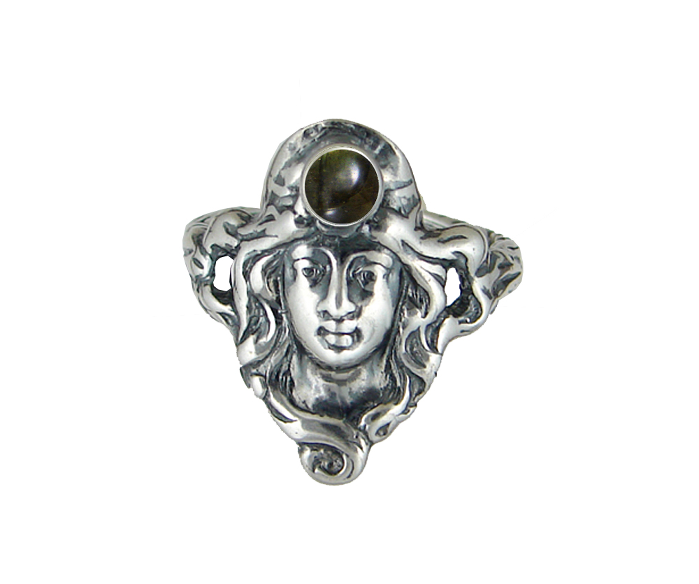 Sterling Silver Young Maiden Ring With Spectrolite Size 4